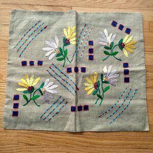 Vintage Embroidered Throw Pillow Cover Toss Cushion Case Handmade